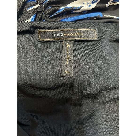 BCBGmaxazria LARKSPUR BLUE RUCHED CAP SLEEVE RAYON JERSEY DRESS Size XS - Picture 7 of 11